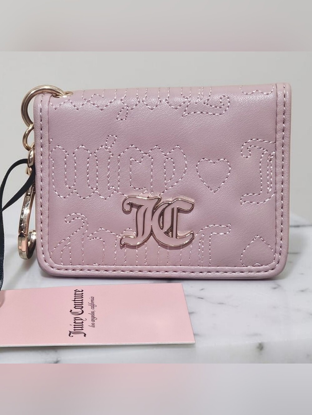 Juicy Couture Pink League Card Case Key Fob Wallet NWT
